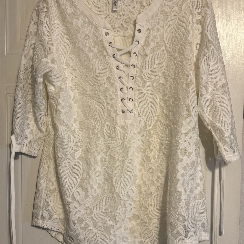 Elegant Lace-Up White Blouse